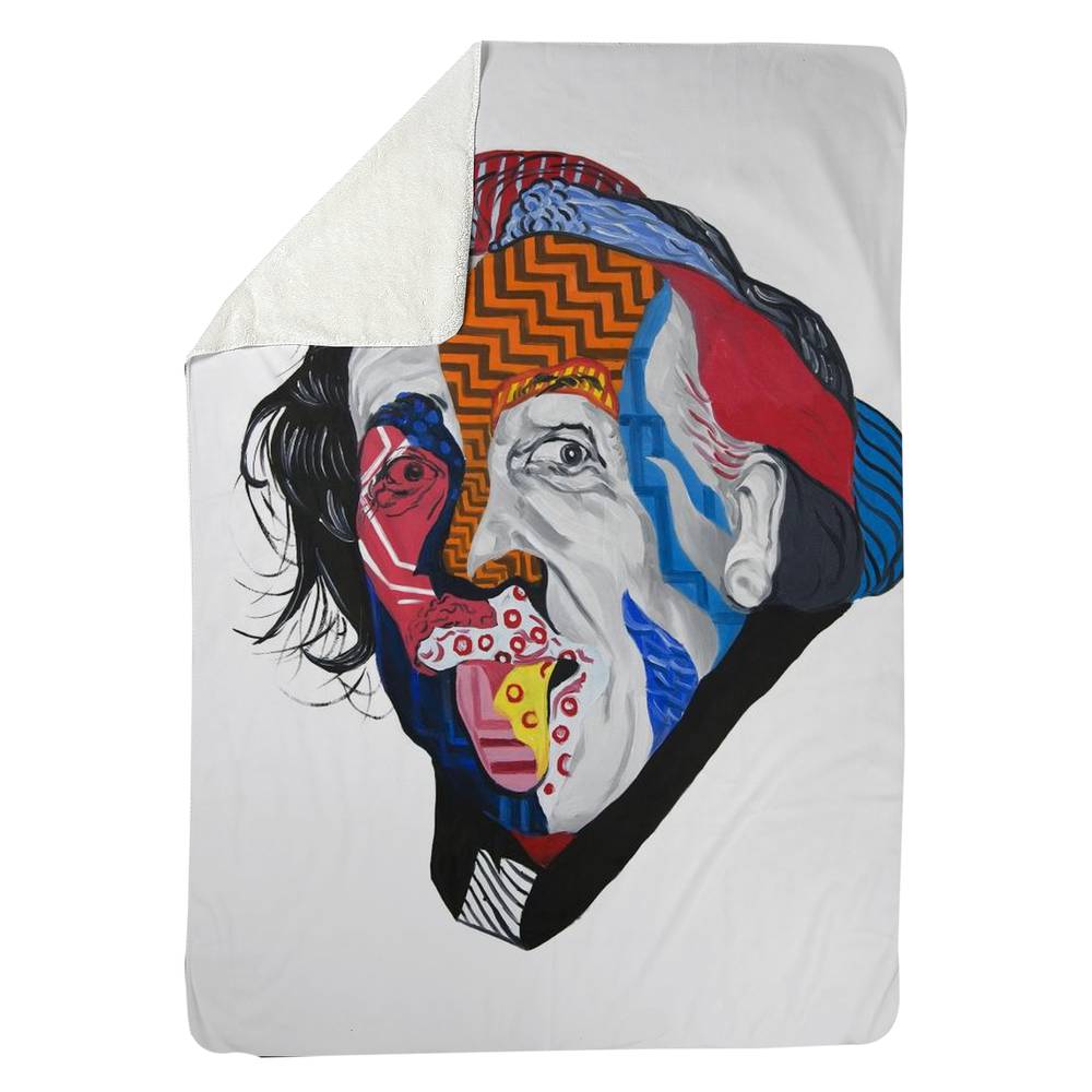 5545-8060-PO4 60 x 80 in. Abstract Einstein Sherpa Fleece Blanket - Blue Home Decor