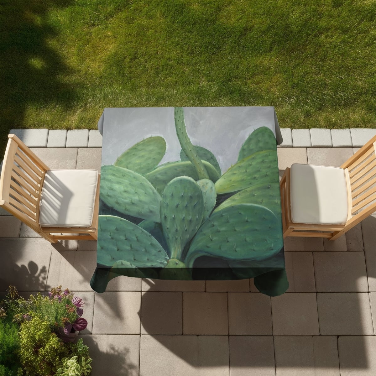 Picture of Begin Home Decor C1TC58588OM5H4 58 x 58 in. Cactus Bundle Tablecloth - Exotic Floral Botanical Decor