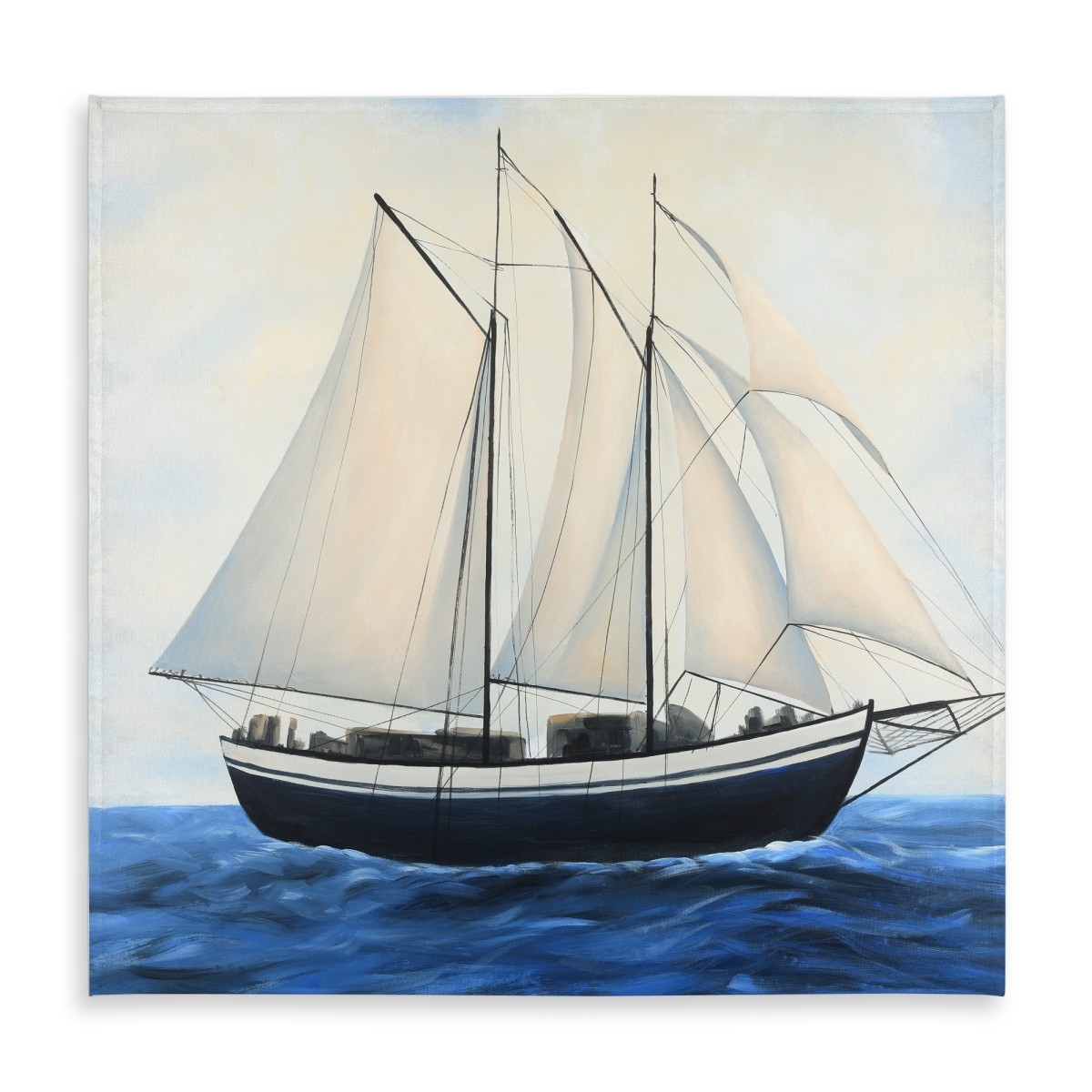 Picture of Begin Home Decor C1TC5858Q7ZSSQ 58 x 58 in. Sailingboat by A Sunny Day Coastal Marine Tablecloth Decor