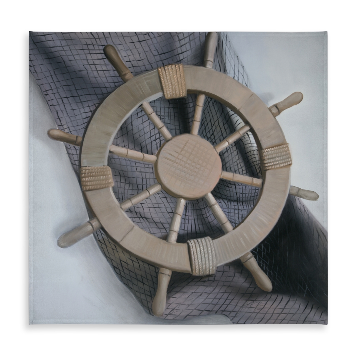 Picture of Begin Home Decor C1TC5858MES7LY 58 x 58 in. Marine White Coastal Tablecloth - Helm on A Fishing Net Decor