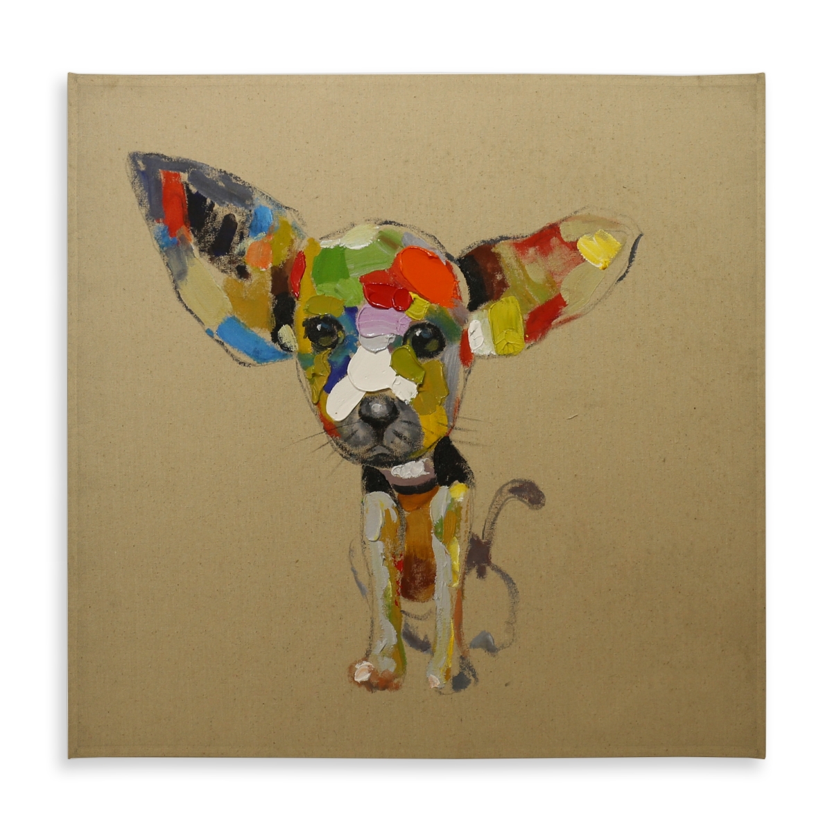 Picture of Begin Home Decor C1TC5858J5AT8D 58 x 58 in. Abstract Chihuahua Tablecloth - Beige Animals - Indoor & Outdoor