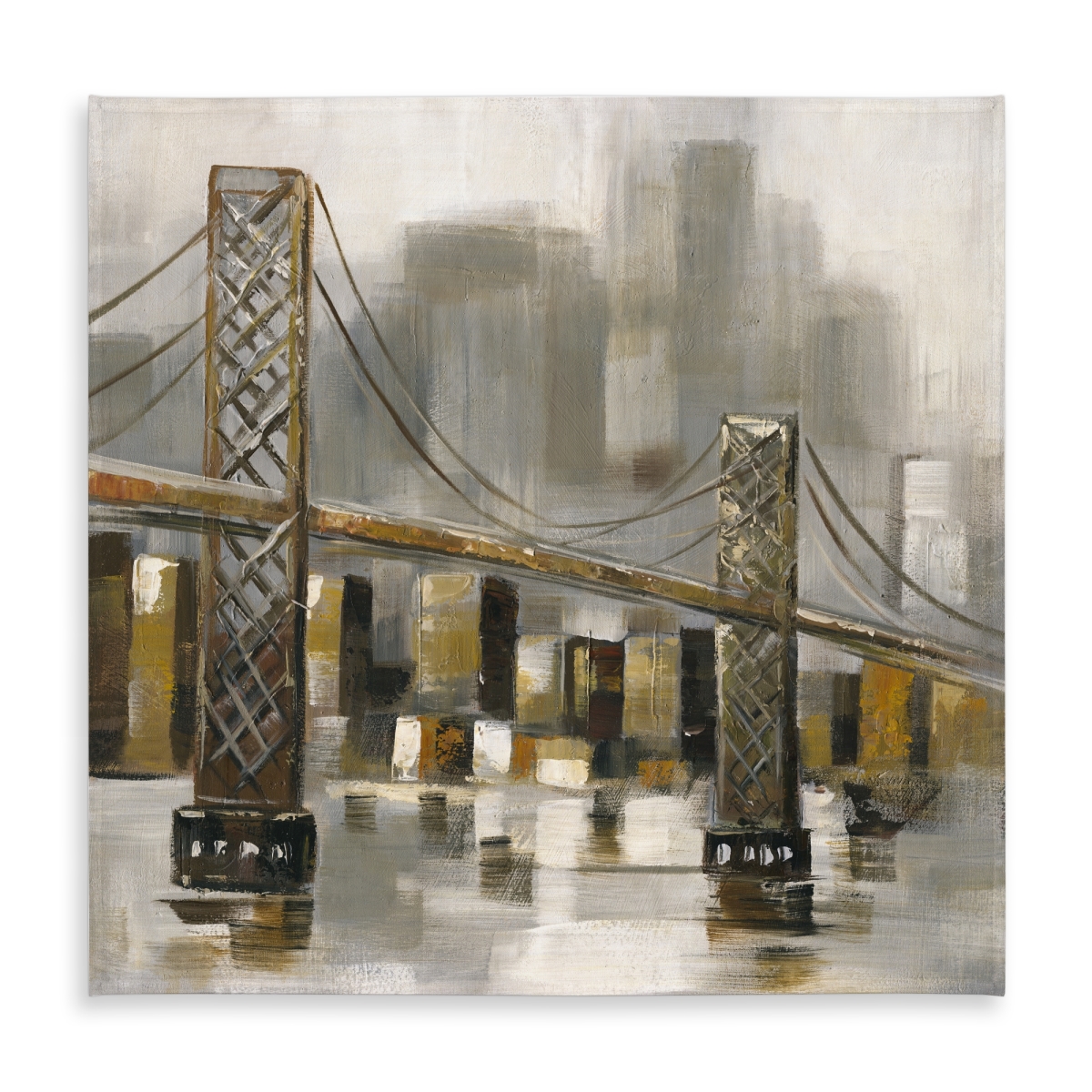 Picture of Begin Home Decor C1TC5858BAD6FT 58 x 58 in. Bridge by A Cloudy Day Tablecloth - Brown Cities Decor