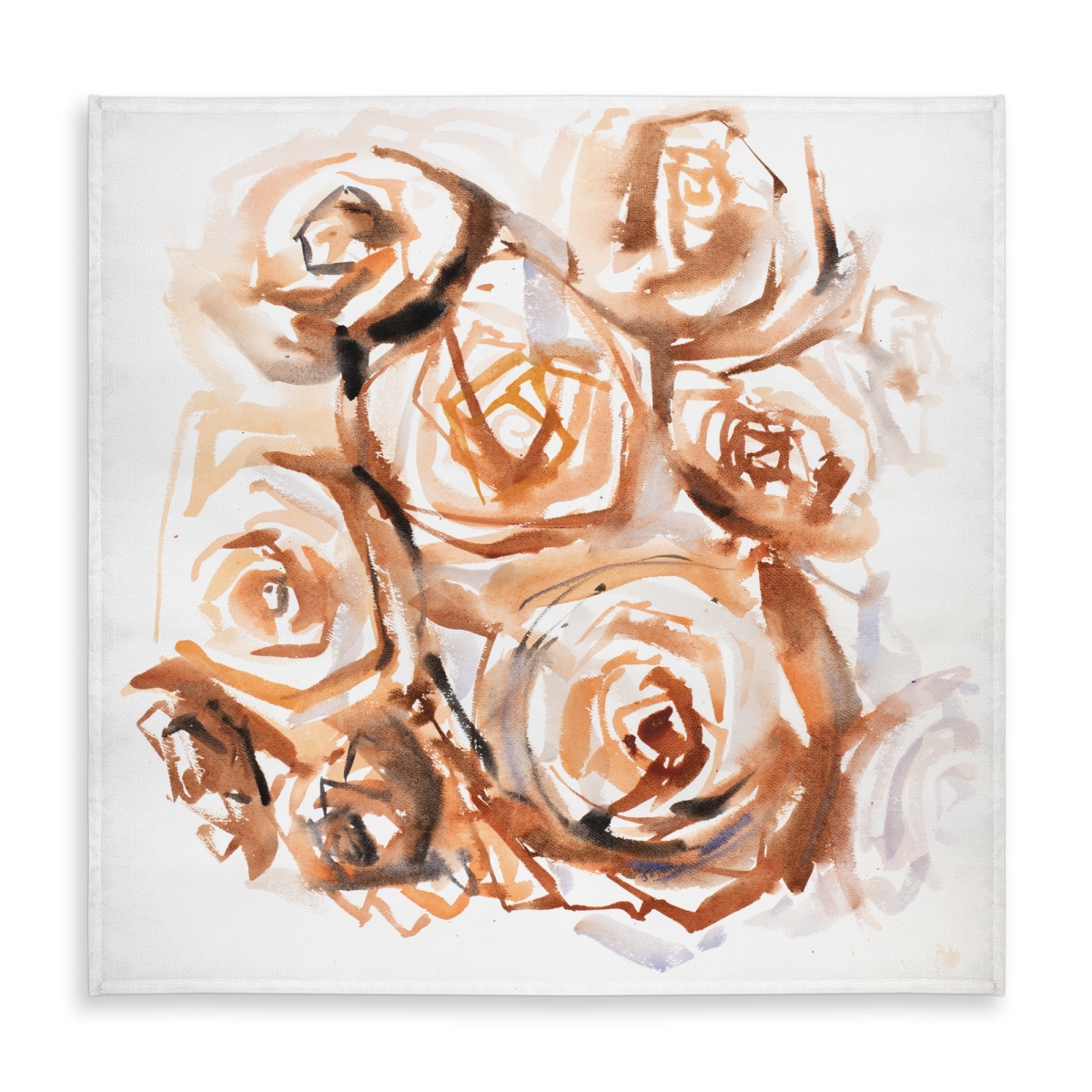 Picture of Begin Home Decor C1TC5858QVNDKH 58 x 58 in. Brown Tablecloth - Abstract Roses Sepia Style for Home Decor