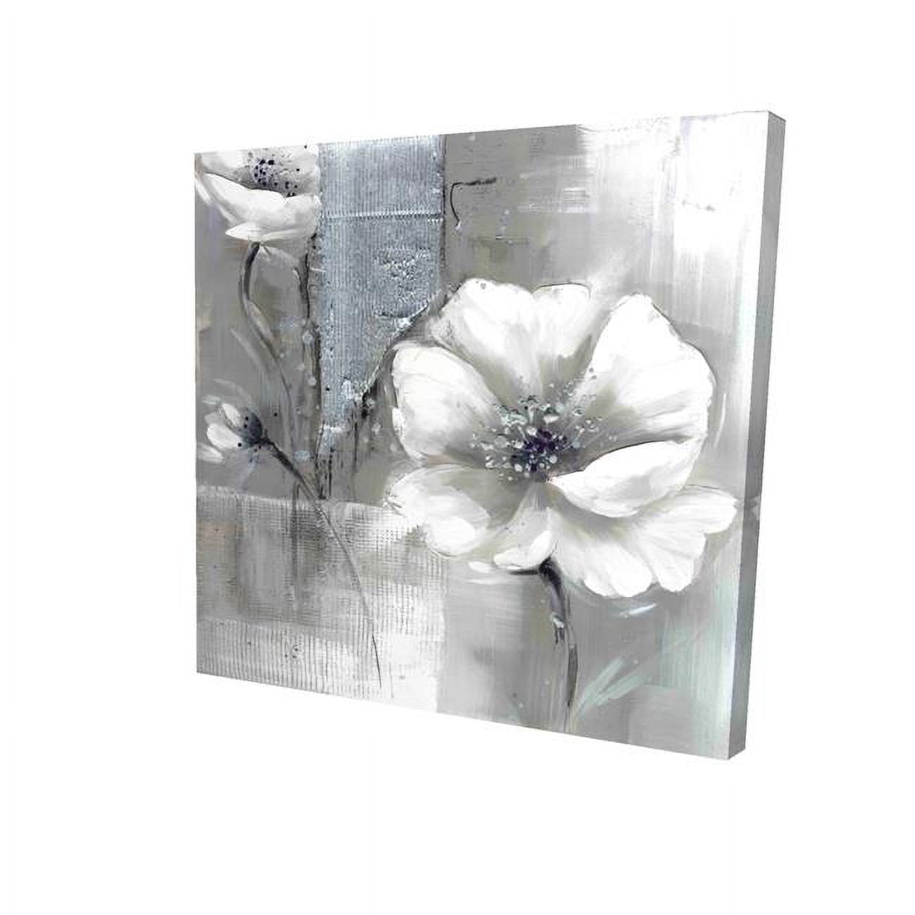 12 x 12 in. Monochrome & Silver Flowers-Print on Canvas
