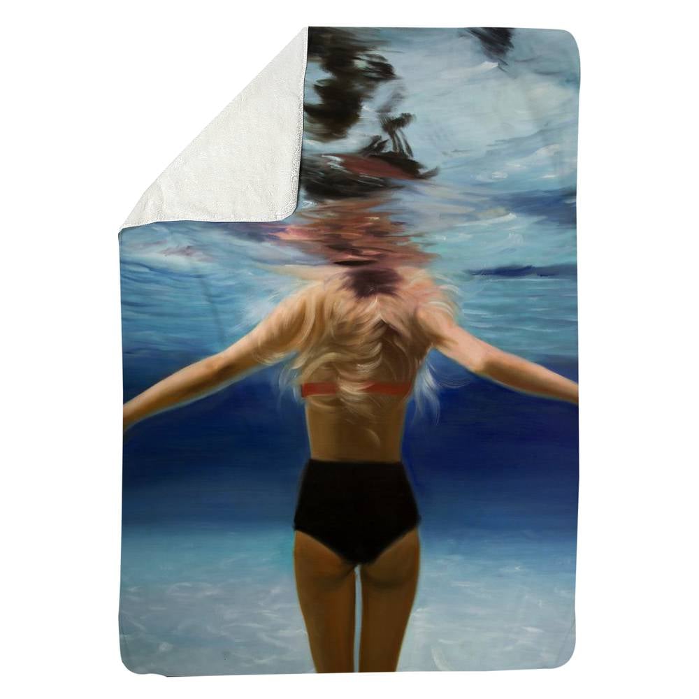 5545-8060-FI62 60 x 80 in. Under the Sea Blue Sherpa Fleece Blanket - Bedroom Decor