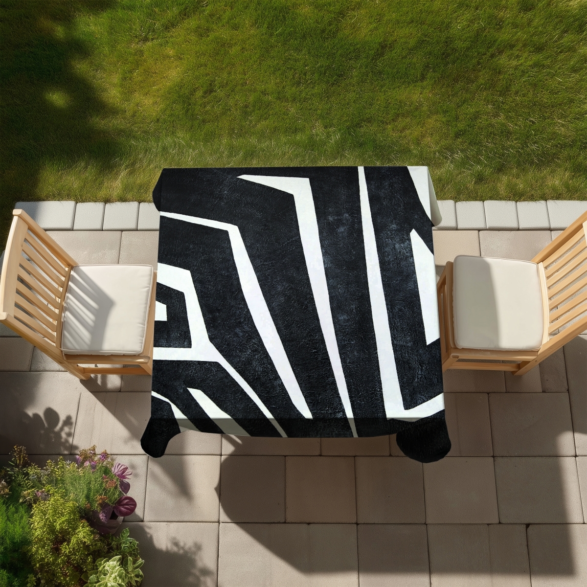 Picture of Begin Home Decor C1TC5858MFNIHQ 58 x 58 in. Labyrinth Industrial White Tablecloth - Indoor & Outdoor Decor