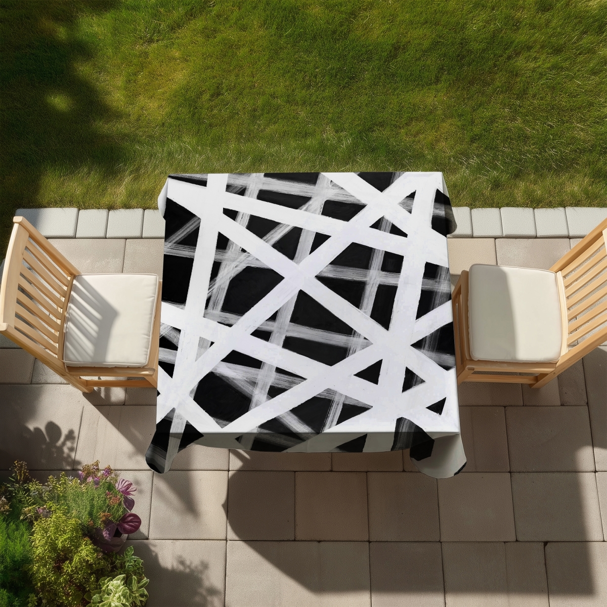 Picture of Begin Home Decor C1TC5858QG0LX7 58 x 58 in. Geometric Stripes Tablecloth - Indoor & Outdoor Home Decor