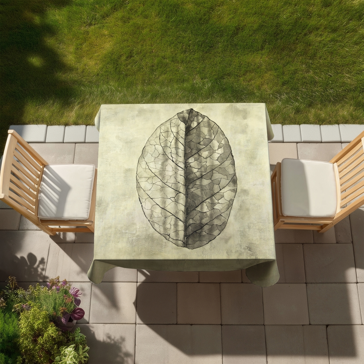 Picture of Begin Home Decor C1TC5858RCPZ9G 58 x 58 in. Translucent Beige Leaves Tablecloth - Indoor & Outdoor Home Decor