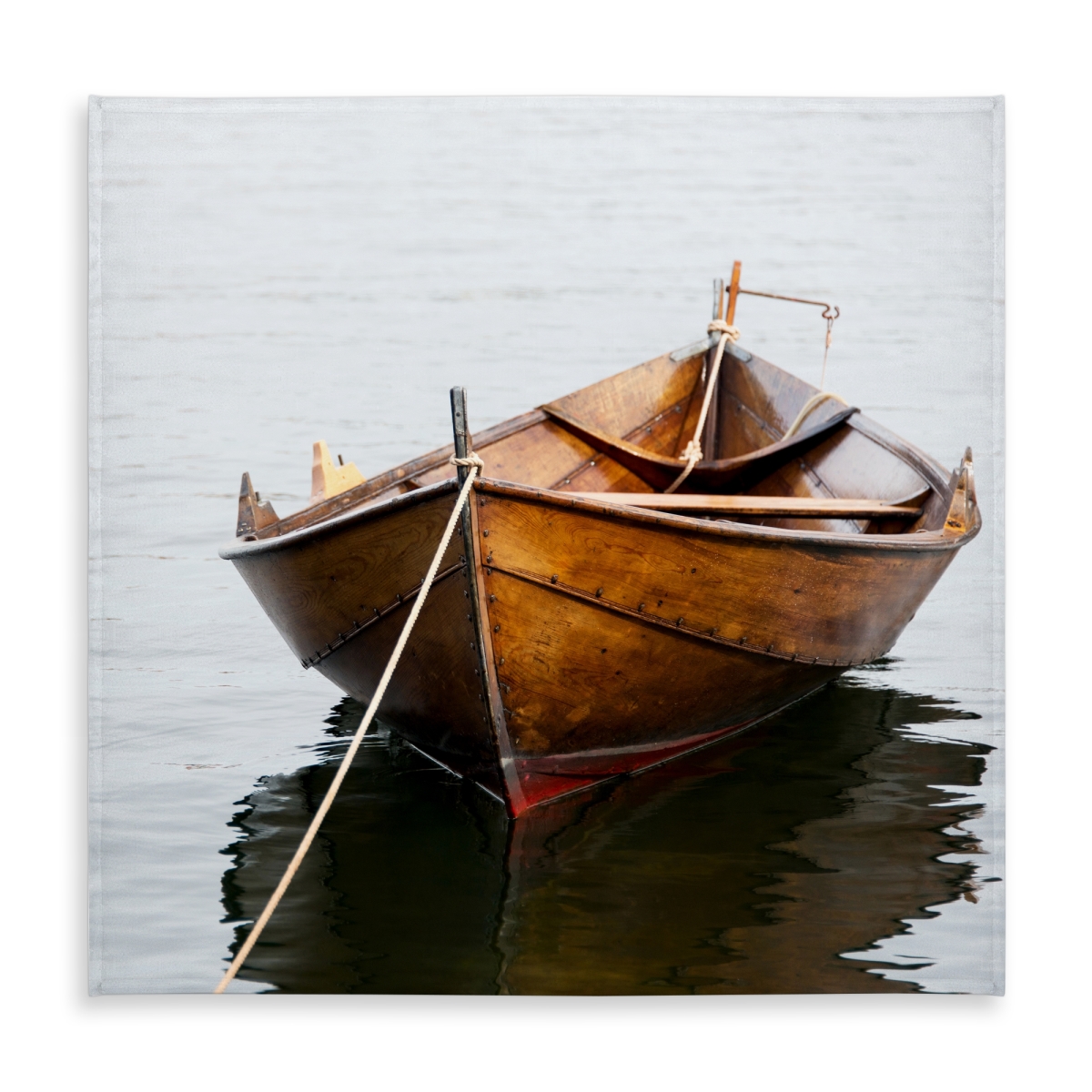Picture of Begin Home Decor C1TC58588VGZLD 58 x 58 in. White Coastal Tablecloth - Rowboat on Calm Water - Indoor & Outdoor