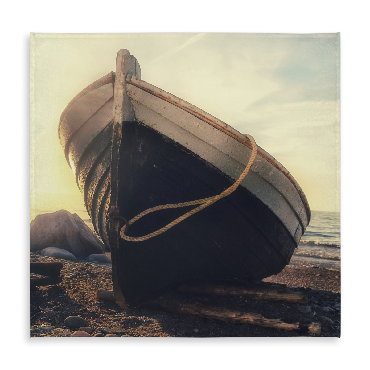 Picture of Begin Home Decor C1TC58580EXSA5 58 x 58 in. Coastal Brown Hobbies Tablecloth - Rowboat at Waters Edge Decor
