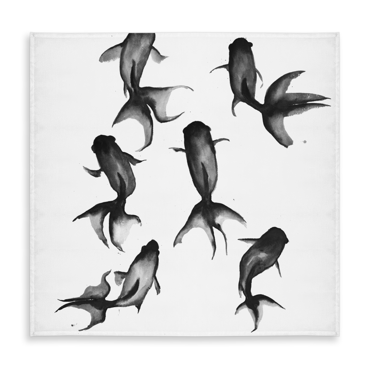 Picture of Begin Home Decor C1TC5858NFNV0C 58 x 58 in. Black Fishes Tablecloth - Indoor & Outdoor Home Decor