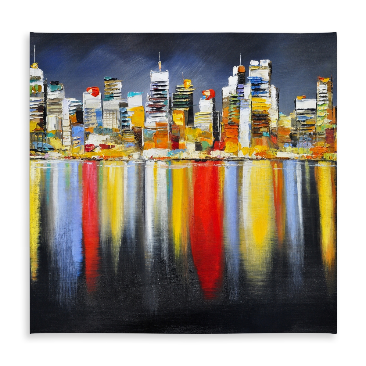 Picture of Begin Home Decor C1TC5858OOSQHW 58 x 58 in. Cityscape Tablecloth - Colorful Night Reflection - Indoor & Outdoor