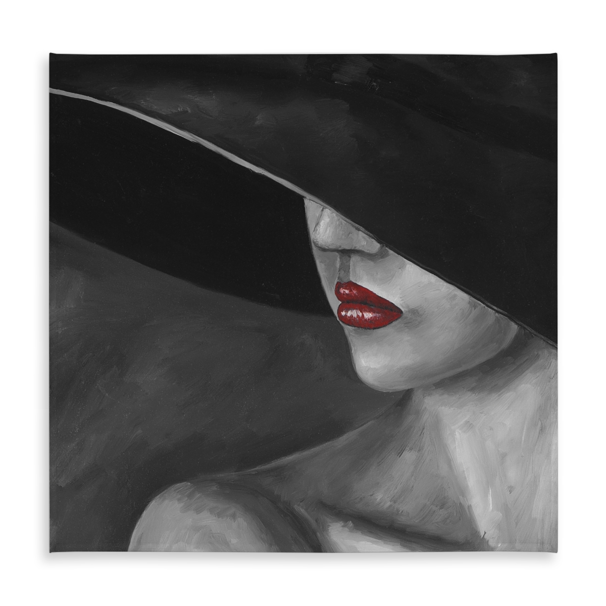 Picture of Begin Home Decor C1TC58587R8CDL 58 x 58 in. Beauty Gray Tablecloth - Mysterious Woman with Hat Decor