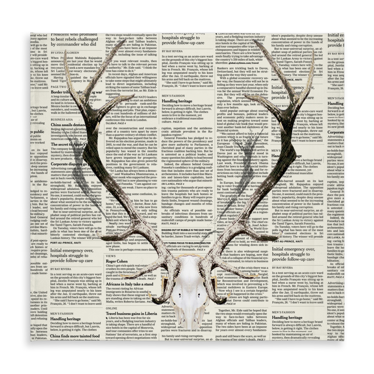 Picture of Begin Home Decor C1TC5858NRI3AN 58 x 58 in. Rustic Brown Animals Tablecloth - Deer Horns on Sapper Decor