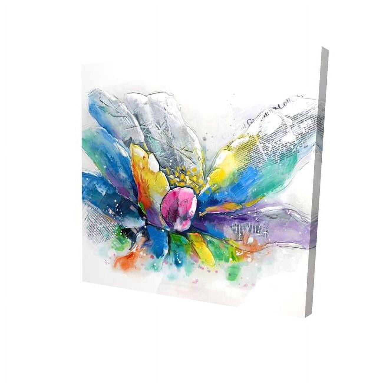 12 x 12 in. Abstract Flower with Newspaper-Print on Canvas