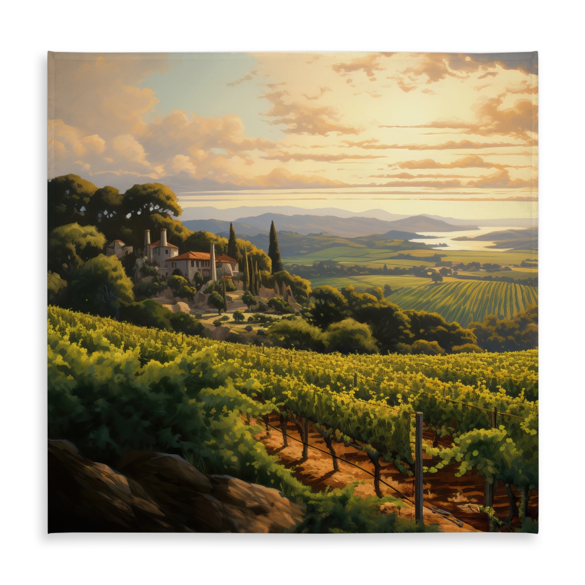 Picture of Begin Home Decor C1TC5858CJDUON 58 x 58 in. Calm Dusk Landscapes Tablecloth - Bedroom Decor - Indoor & Outdoor