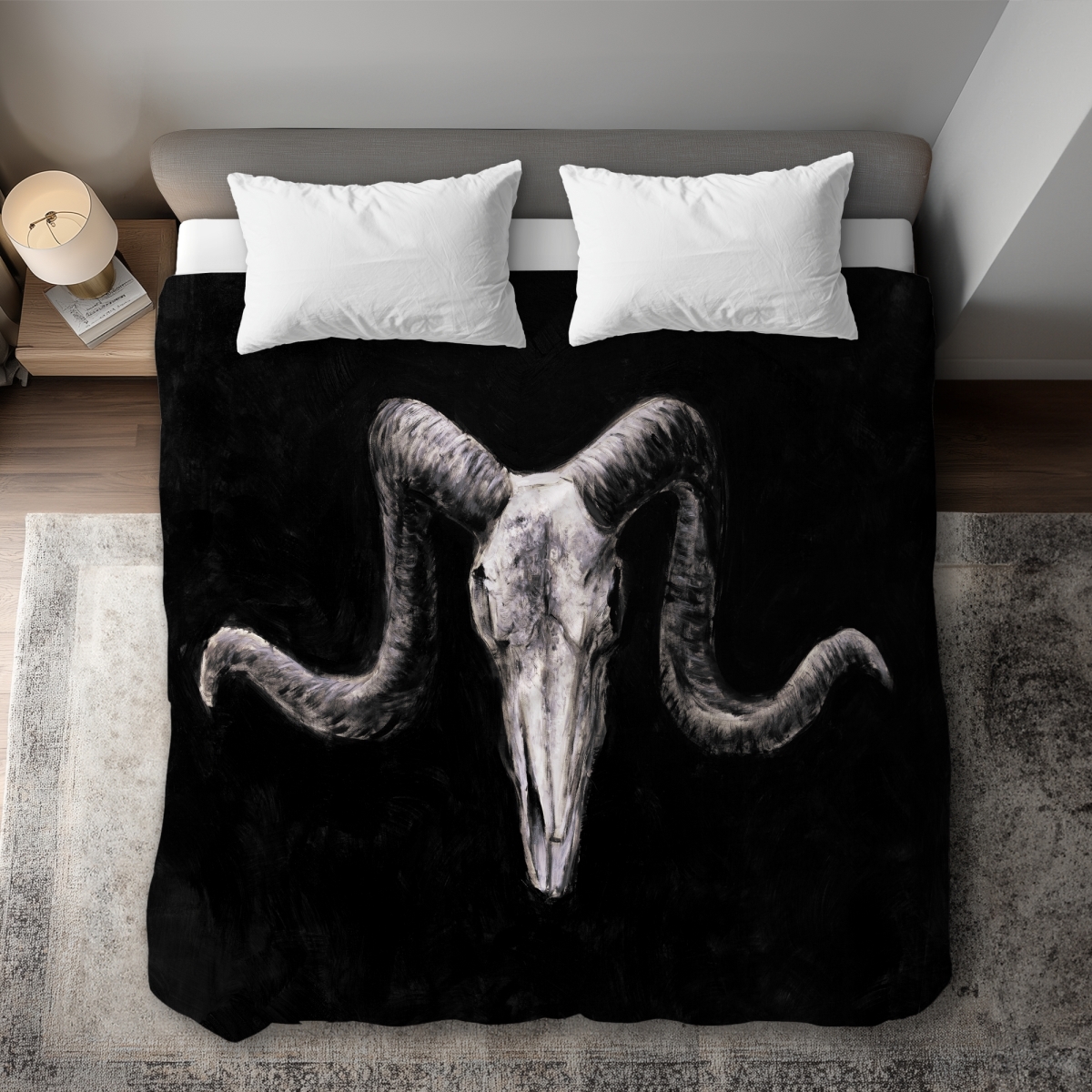 C1DCKSW0Q7STK8 Skeleton Skulls Grunge King Size Duvet Cover - Rustic Gray Decor
