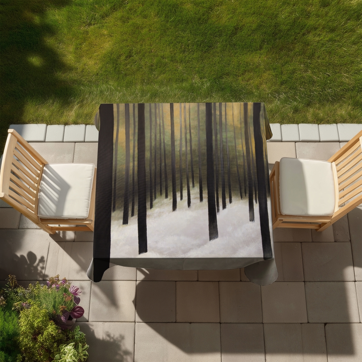 Picture of Begin Home Decor C1TC58583URG7I 58 x 58 in. Silent Forest Tablecloth - Brown Landscapes Trees Decor