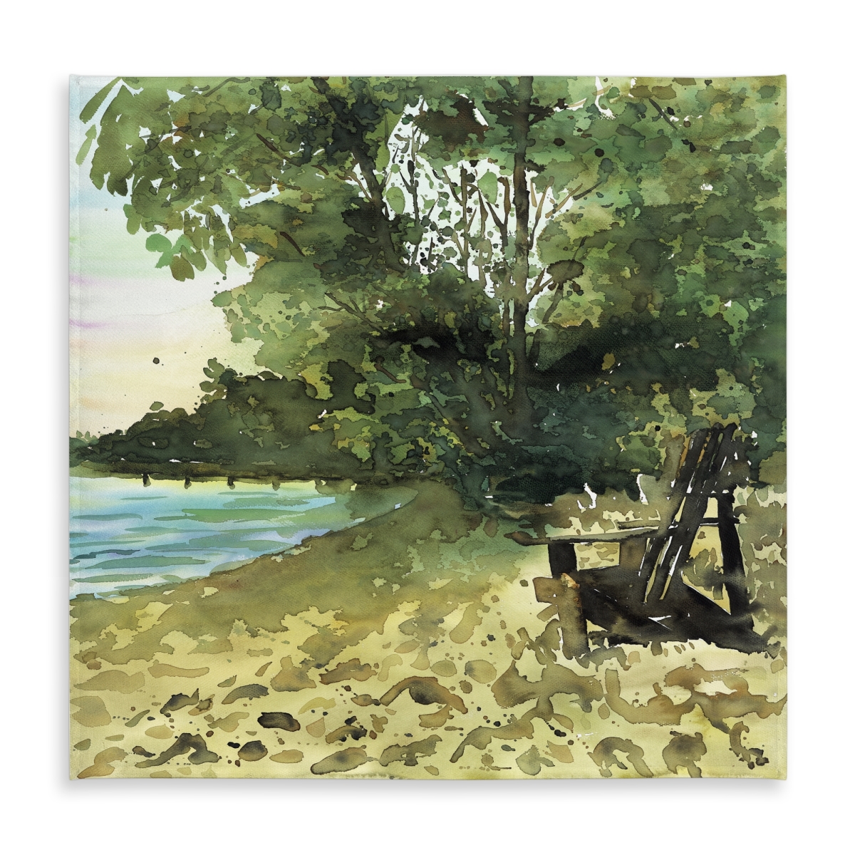 Picture of Begin Home Decor C1TC5858V7ZZ69 58 x 58 in. Day at the Lake Coastal Tablecloth - Indoor & Outdoor Decor