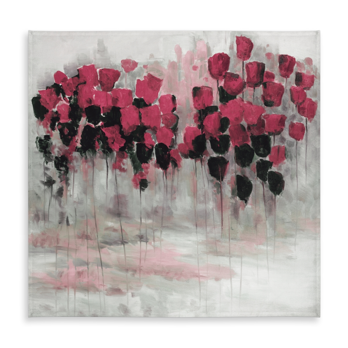 Picture of Begin Home Decor C1TC585824WJBO 58 x 58 in. Pink Black Flowers Tablecloth - Contemporary White Decor