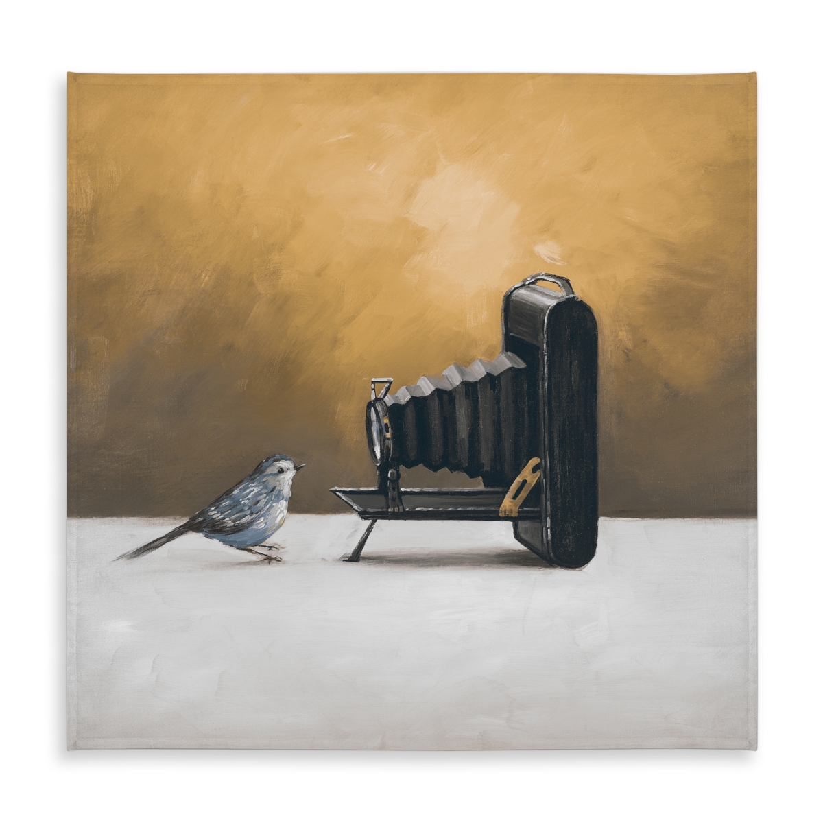 Picture of Begin Home Decor C1TC58583KPM9F 58 x 58 in. Old Camera Bird Tablecloth - Blue Animal Decor - Indoor & Outdoor
