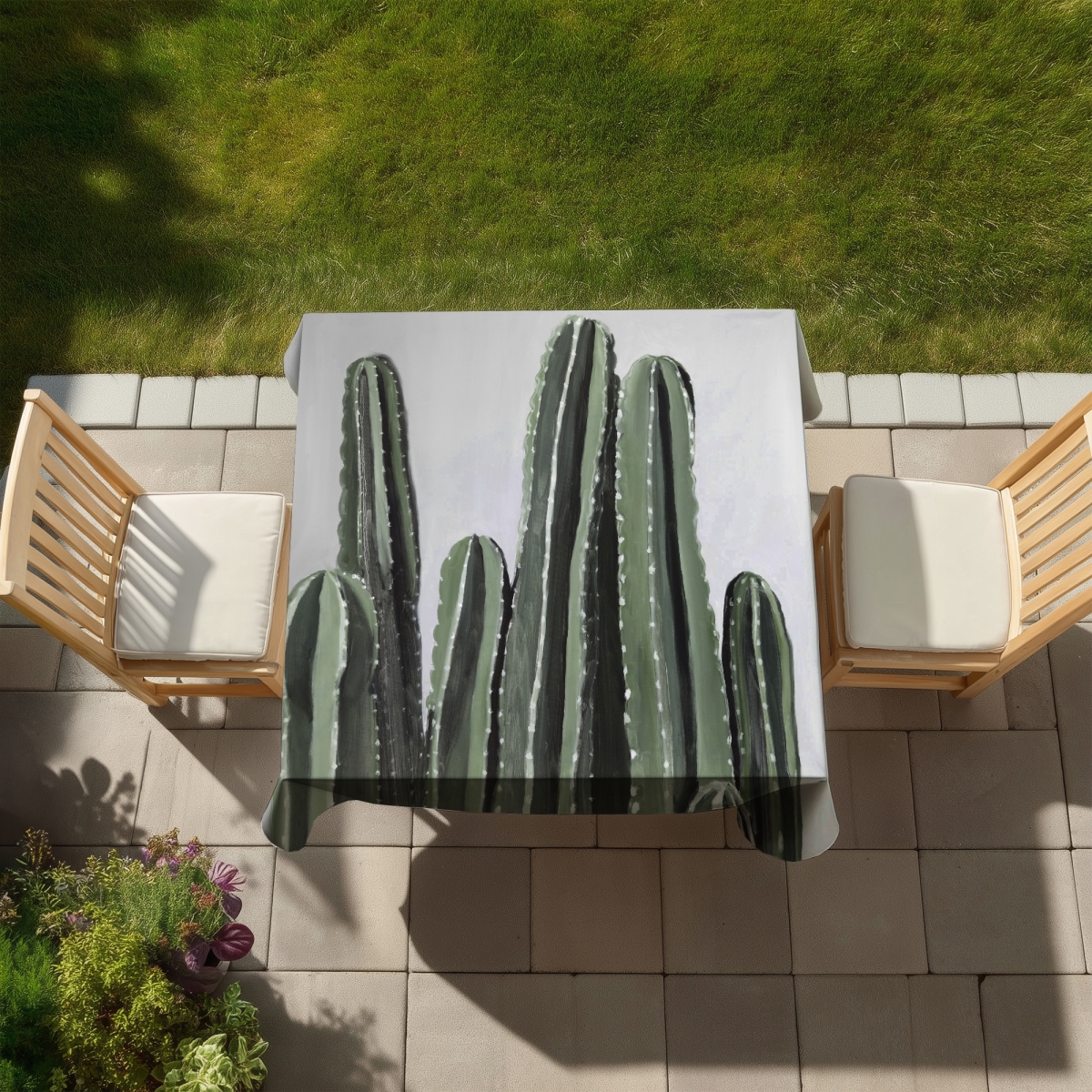 Picture of Begin Home Decor C1TC58586Z95IL 58 x 58 in. Desert Candle Cactus Tablecloth - Indoor & Outdoor Home Decor