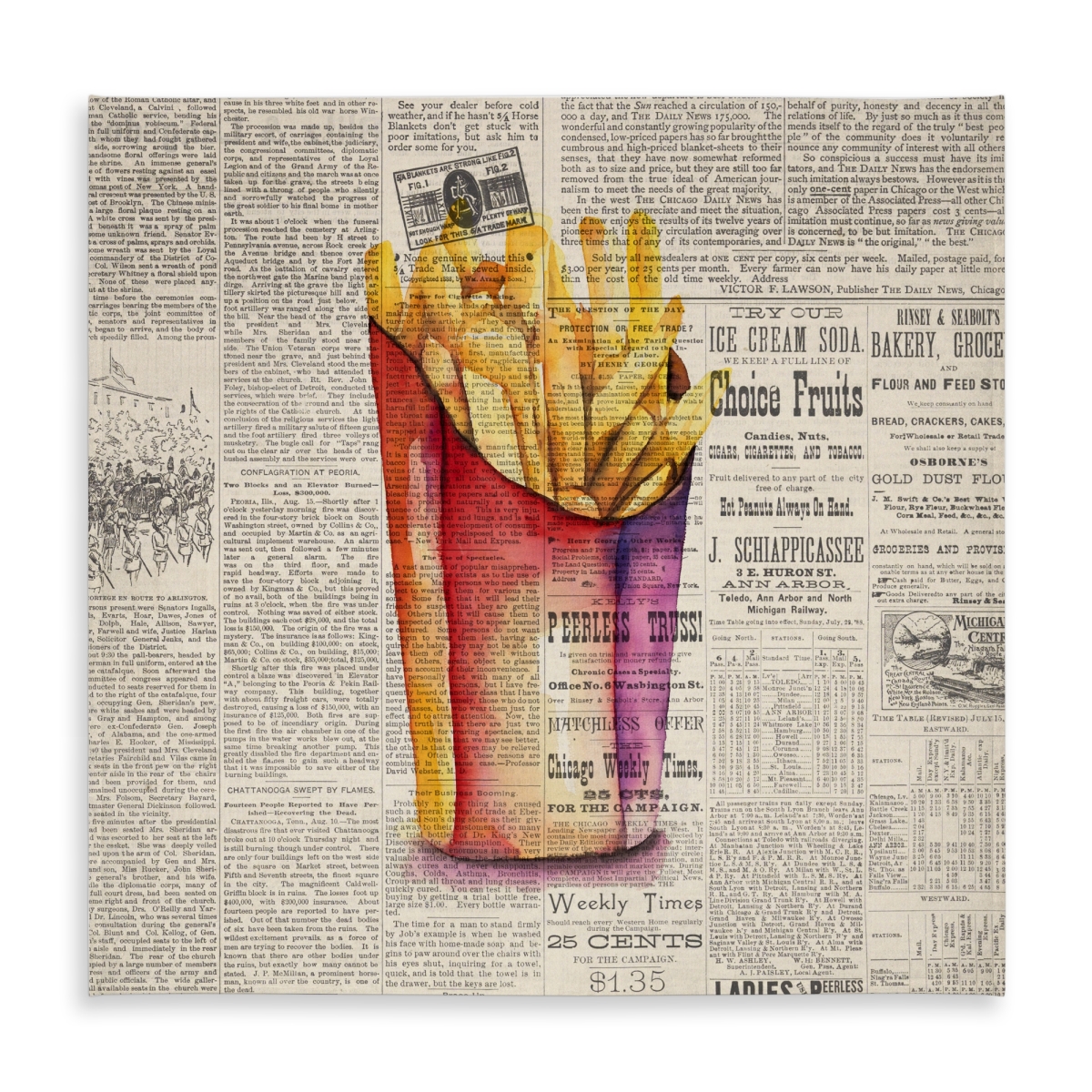 Picture of Begin Home Decor C1TC5858PF3QXS 58 x 58 in. Vintage French Fries Tablecloth - Indoor & Outdoor Home Decor