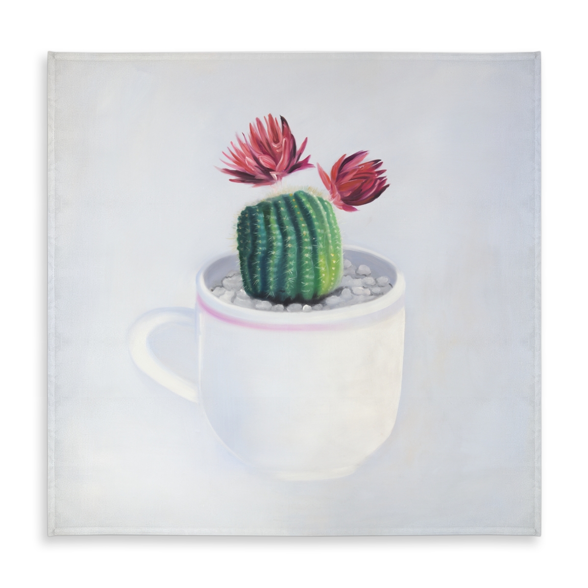 Picture of Begin Home Decor C1TC5858S3J3LS 58 x 58 in. Botanical White Tablecloth - Mini Cactus in A Cup Decor
