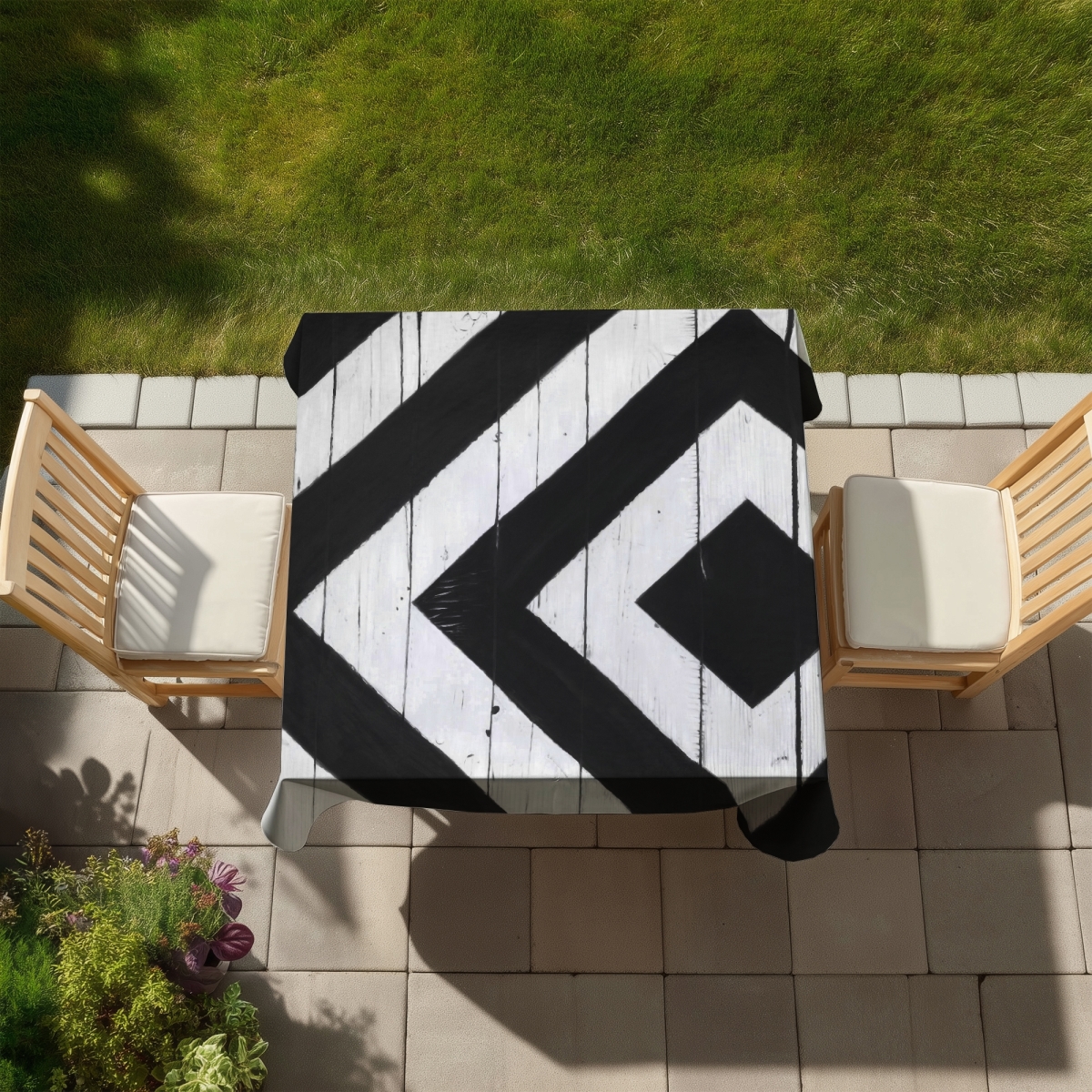 Picture of Begin Home Decor C1TC5858S8DY2F 58 x 58 in. Rhombus on Wood Tablecloth - Indoor & Outdoor Living Room Decor