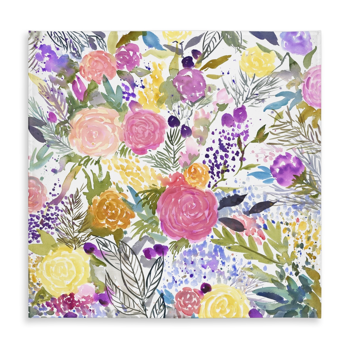 Picture of Begin Home Decor C1TC5858ECGJCM 58 x 58 in. Bundle of Flowers Purple Tablecloth - Indoor & Outdoor Decor
