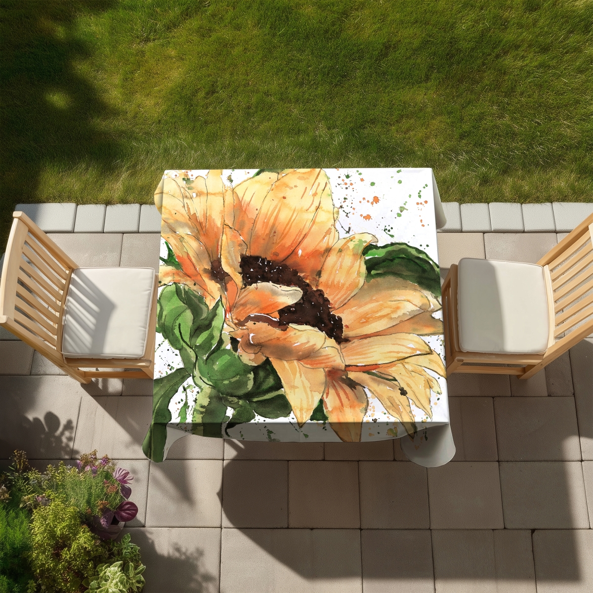 Picture of Begin Home Decor C1TC5858Z59N47 58 x 58 in. Sunflower in Bloom Rustic Botanical Tablecloth - Home Decor