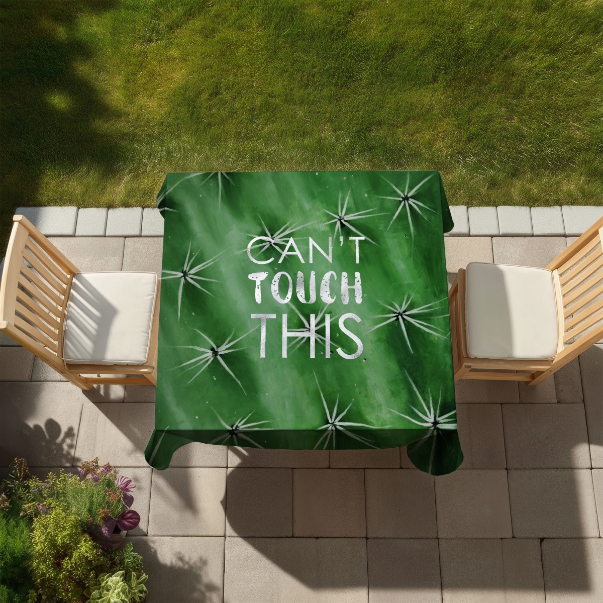 Picture of Begin Home Decor C1TC5858H9AIN7 58 x 58 in. Cant Touch This Green Botanical Tablecloth - Indoor & Outdoor Decor