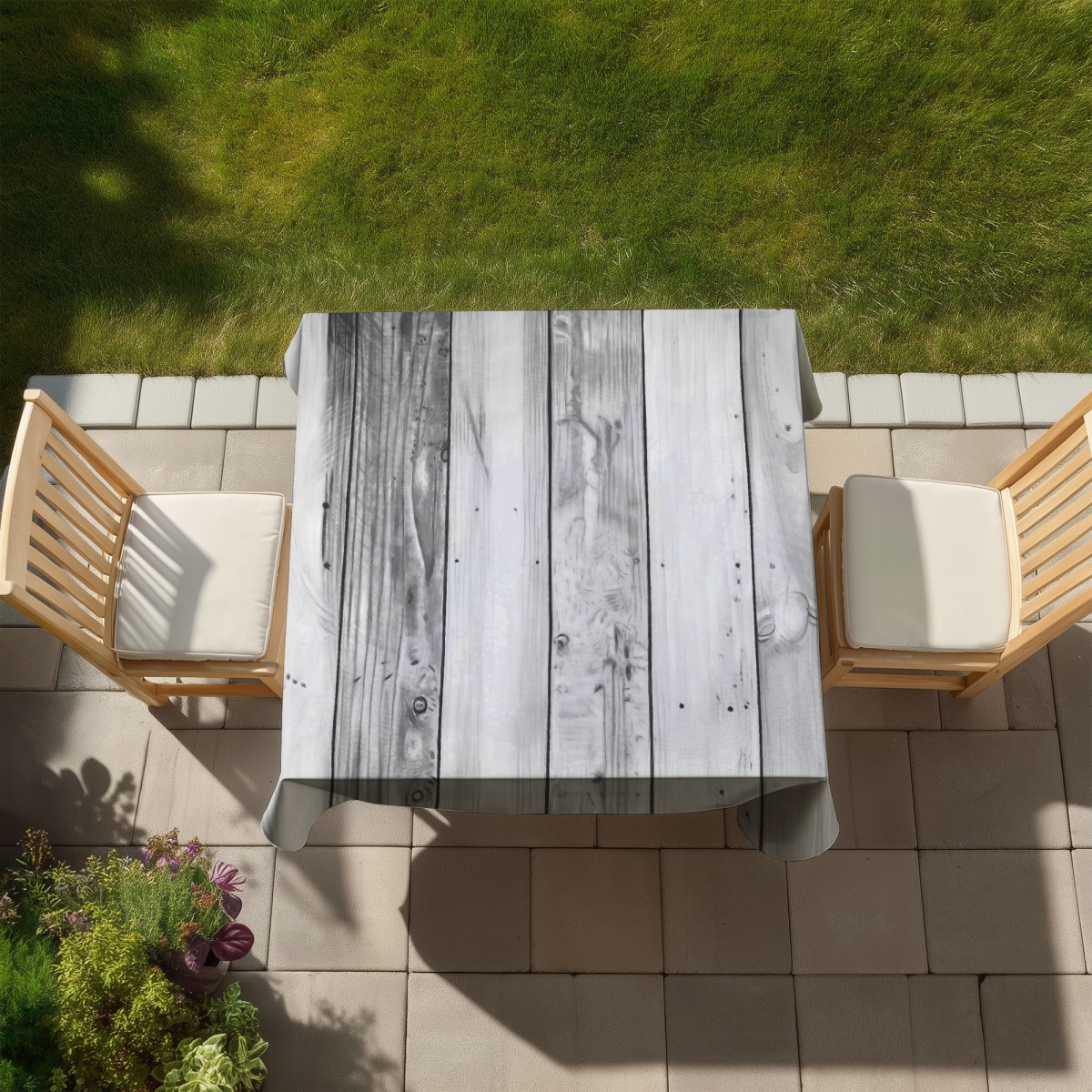 Picture of Begin Home Decor C1TC58580TCD7J 58 x 58 in. Rustic Gray Wood Texture Tablecloth - Indoor & Outdoor Decor
