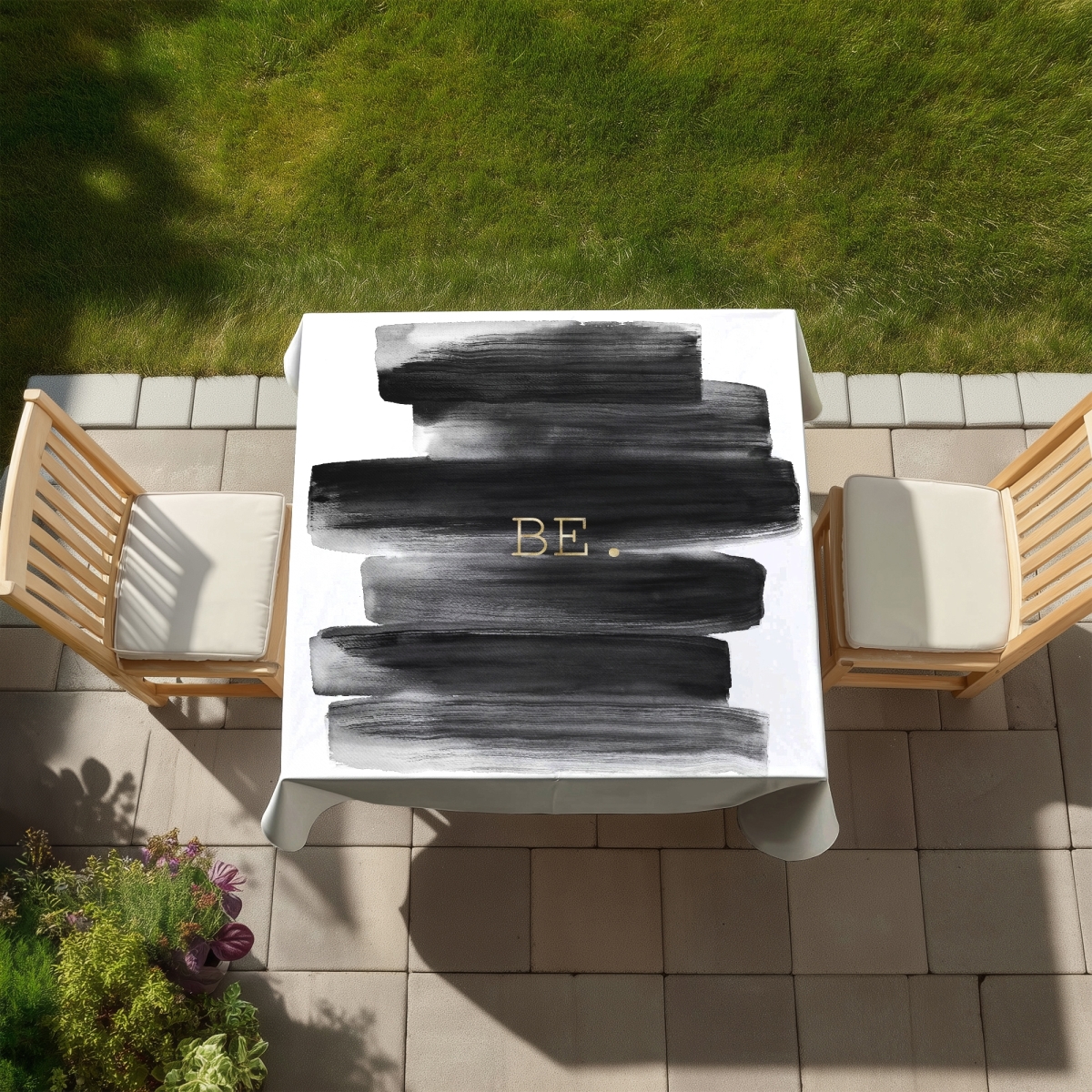Picture of Begin Home Decor C1TC58589XR1ZM 58 x 58 in. Inspirational Be Tablecloth - Indoor & Outdoor Decor - White