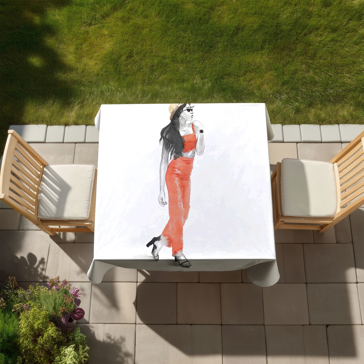 Picture of Begin Home Decor C1TC5858TNW745 58 x 58 in. Strike the Pose Tablecloth - Fashionable Indoor & Outdoor Decor