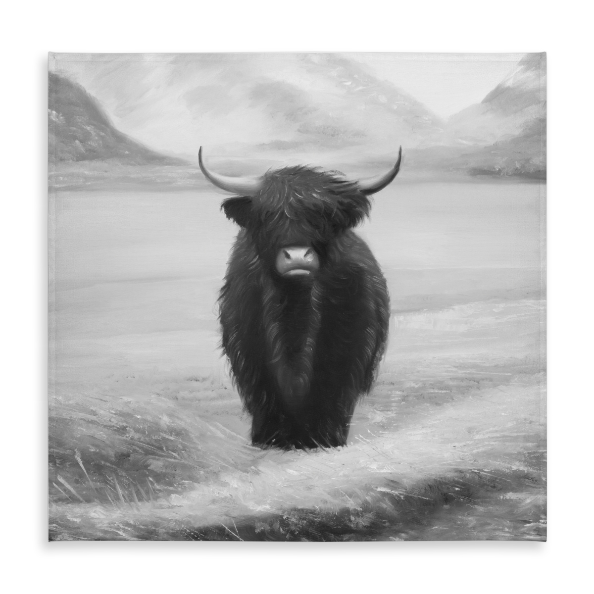 Picture of Begin Home Decor C1TC5858D7H6ZQ 58 x 58 in. Monochrome Highland Cow Tablecloth - Indoor & Outdoor Home Decor