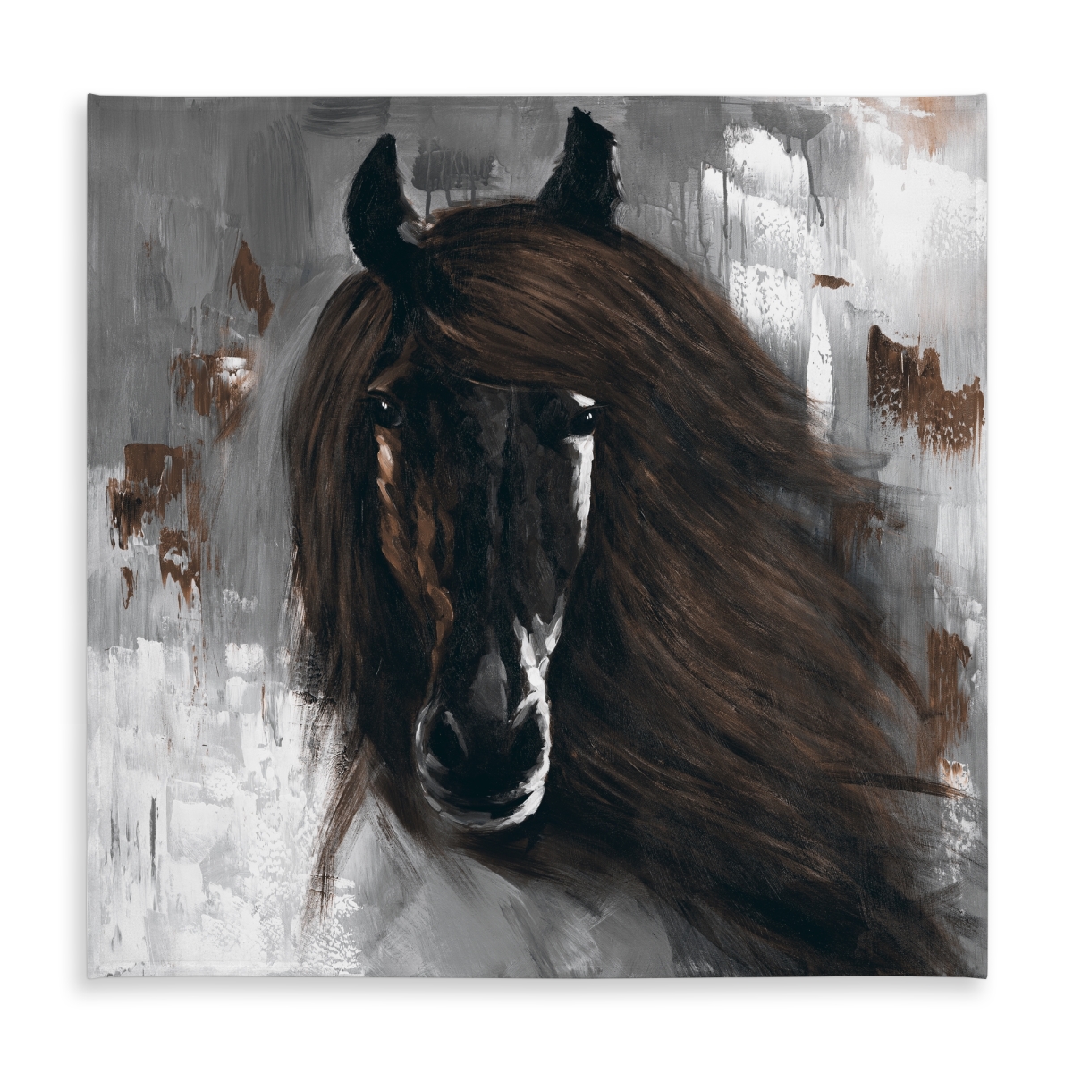 Picture of Begin Home Decor C1TC5858ZAWNMS 58 x 58 in. Dark Brown Horse Tablecloth - Indoor & Outdoor Farm Decor