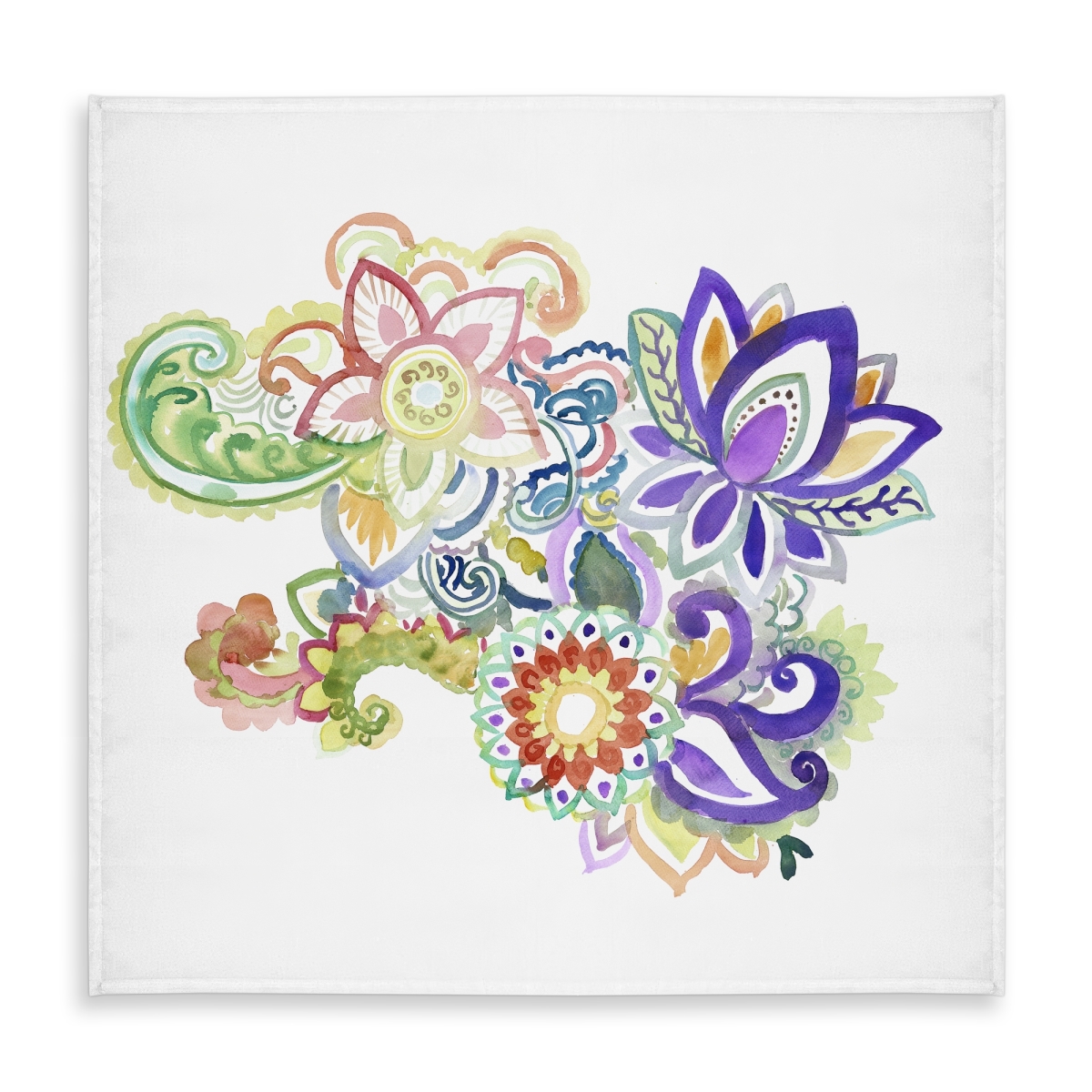 Picture of Begin Home Decor C1TC58580TBSFL 58 x 58 in. Bohemian Purple Paisley Watercolor Tablecloth - Indoor & Outdoor