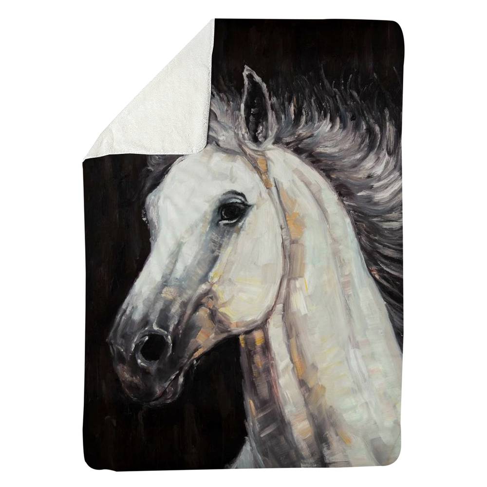 5545-8060-AN485 60 x 80 in. Rustic White Sherpa Fleece Blanket - White Star Horse Decor