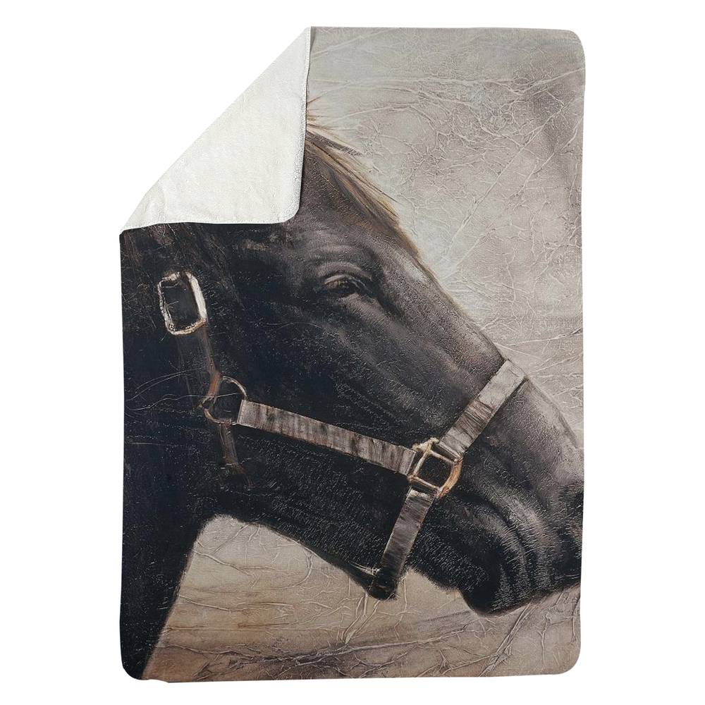 5545-8060-AN64 60 x 80 in. Galloping the Brown Horse Sherpa Fleece Blanket - Western Decor