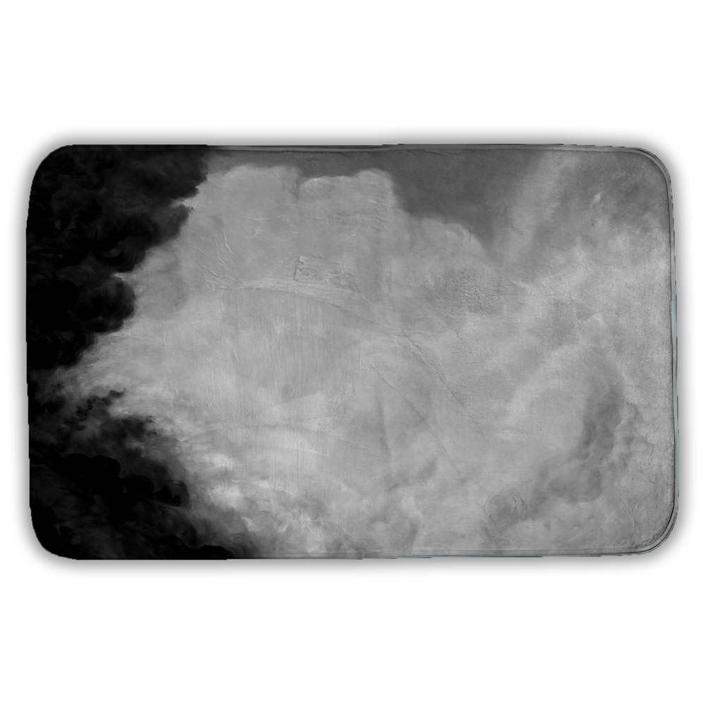 5930-2134-LA60-2 21 x 34 in. Dark Monochrome Clouds Bath Mat - White Bathroom Decor