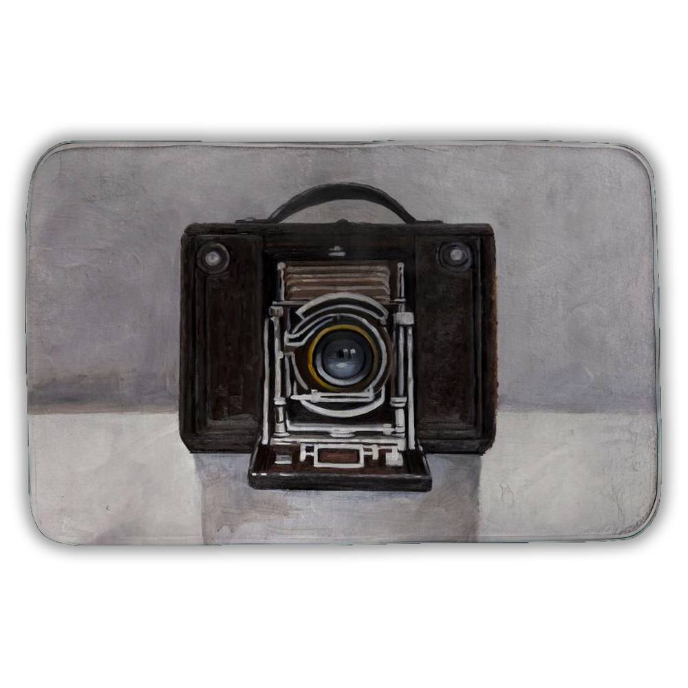 5930-2134-MI28 21 x 34 in. Old Camera Bath Mat - Unique Brown Decor for Home Elegance