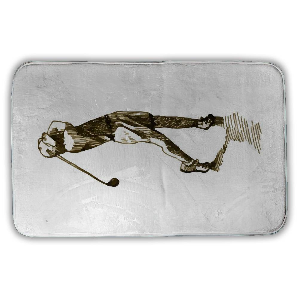 5930-3421-SP8 21 x 34 in. Illustrative Golfer Bath Mat - Brown Figurative Home Decor