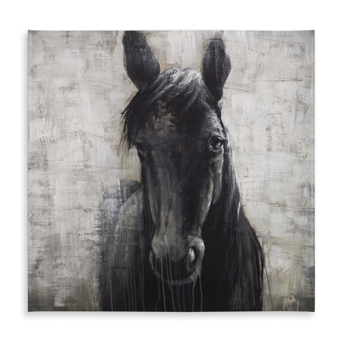 Picture of Begin Home Decor C1TC5858EPJDHK 58 x 58 in. Gray Rustic Tablecloth - Black Horse - Indoor & Outdoor Decor