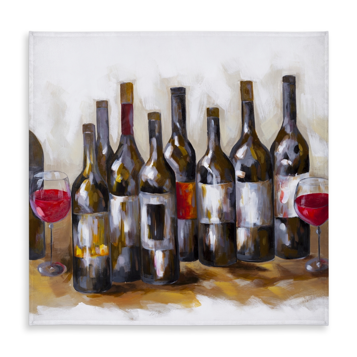 Picture of Begin Home Decor C1TC58583SRP8U 58 x 58 in. Red Wine Bottles Tablecloth - Indoor & Outdoor Brown Decor