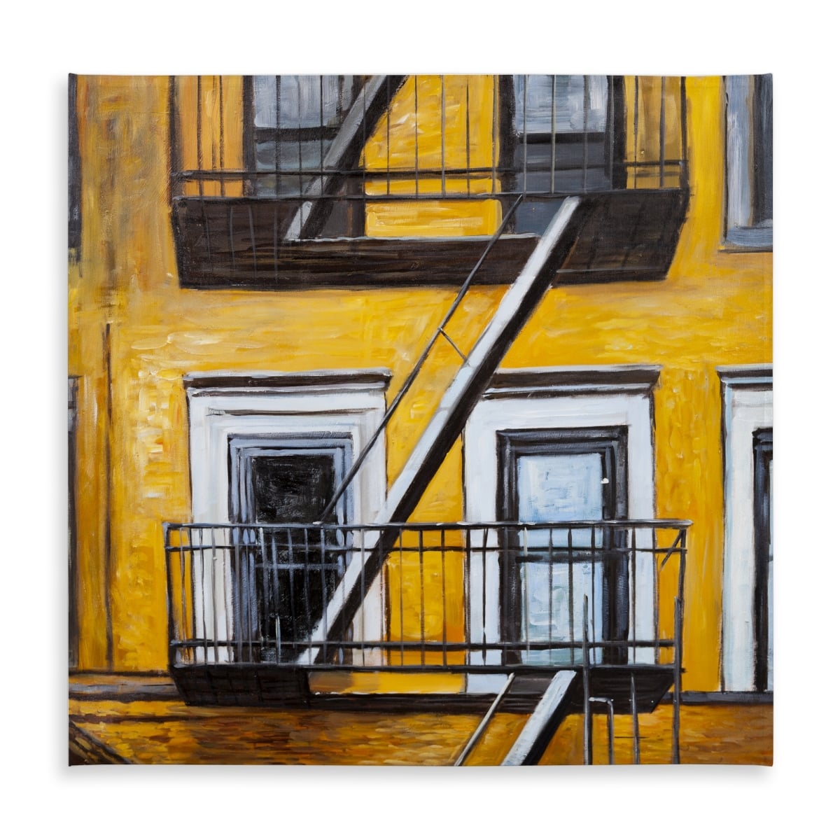 Picture of Begin Home Decor C1TC5858OG92TY 58 x 58 in. Gray Building Cities Tablecloth - Old Fire Escape Home Decor