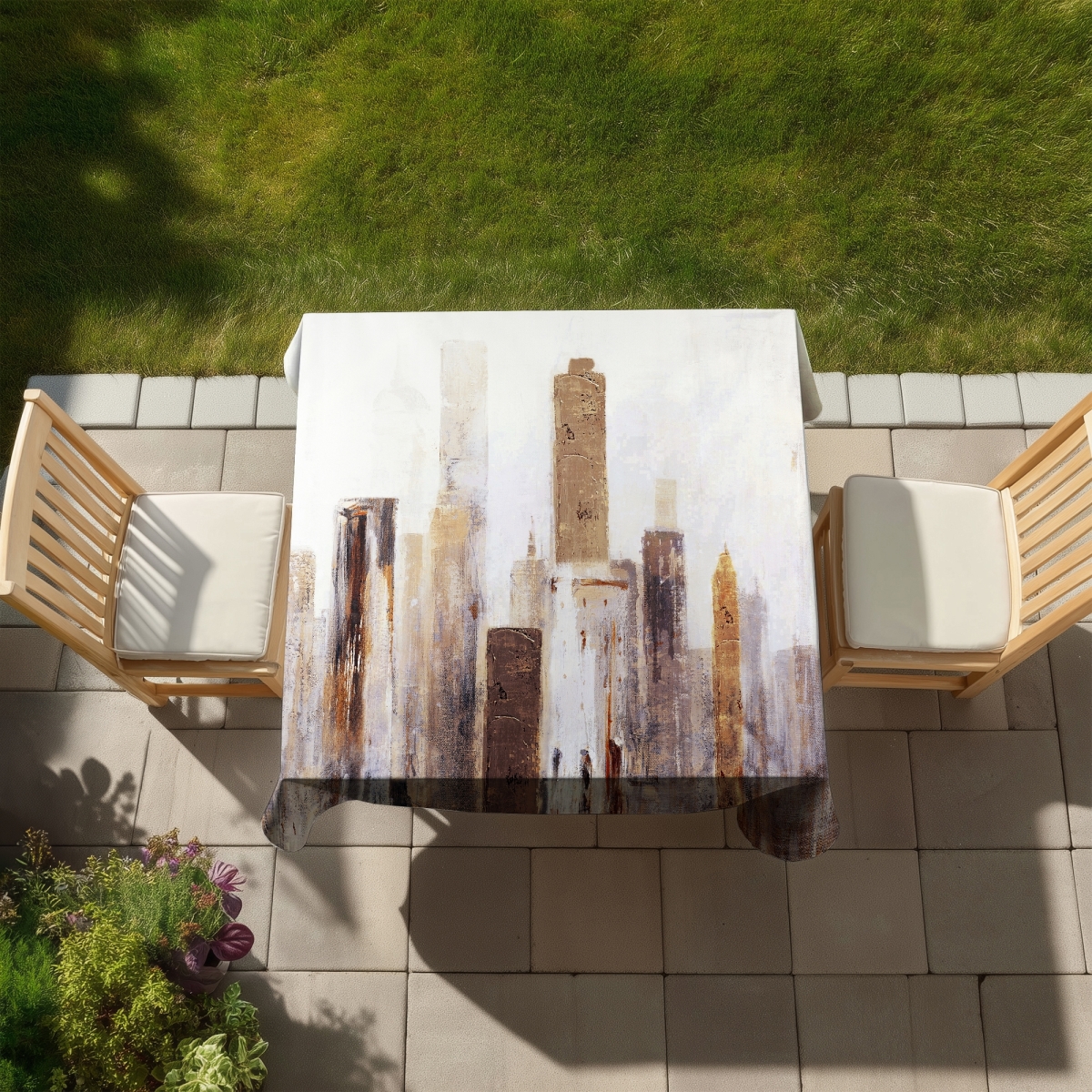 Picture of Begin Home Decor C1TC5858NSQDVB 58 x 58 in. Abstract Earthy Tones Tablecloth - Indoor & Outdoor Home Decor