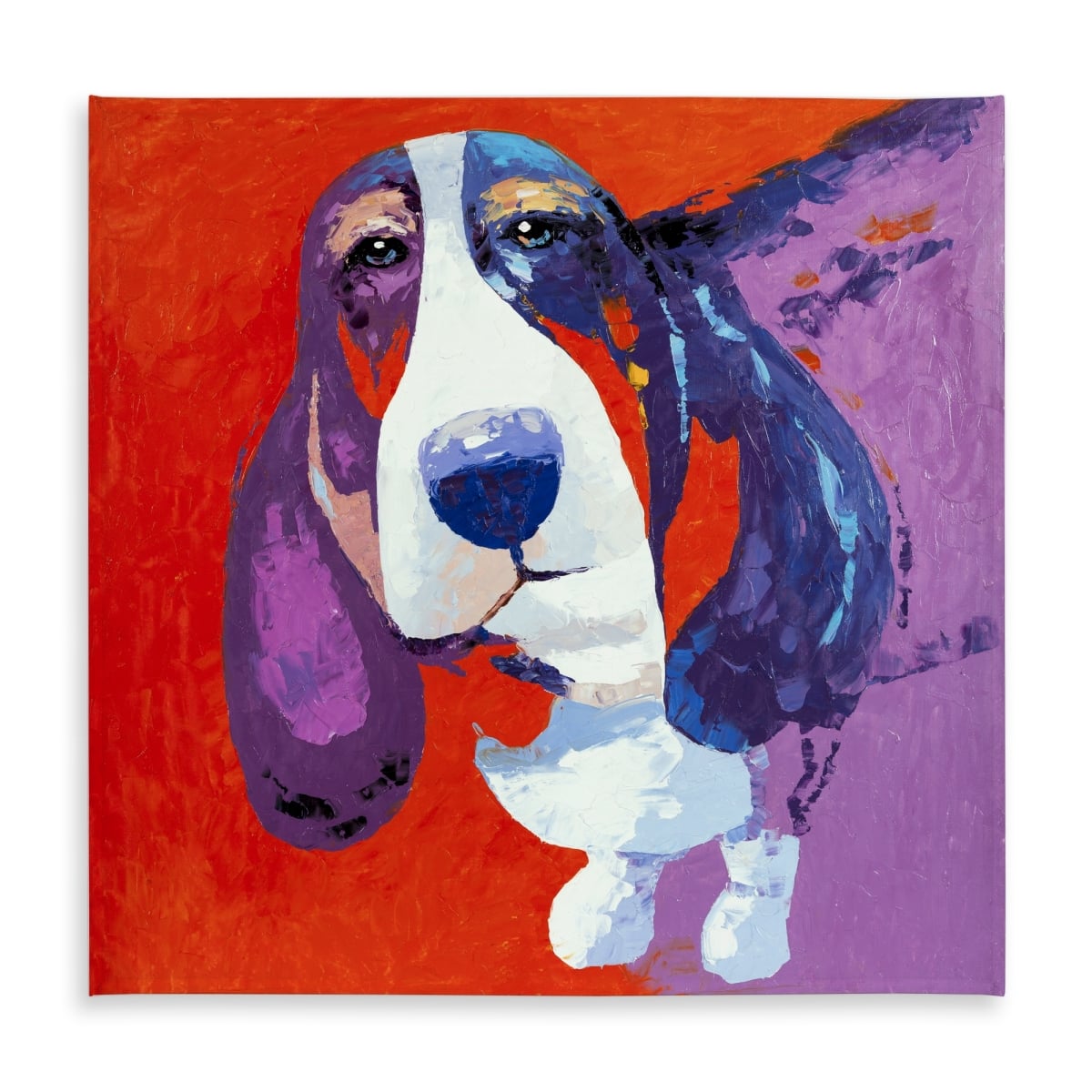 Picture of Begin Home Decor C1TC5858UNUKPR 58 x 58 in. Abstract Colorful Basset Dog Tablecloth - Indoor & Outdoor Decor