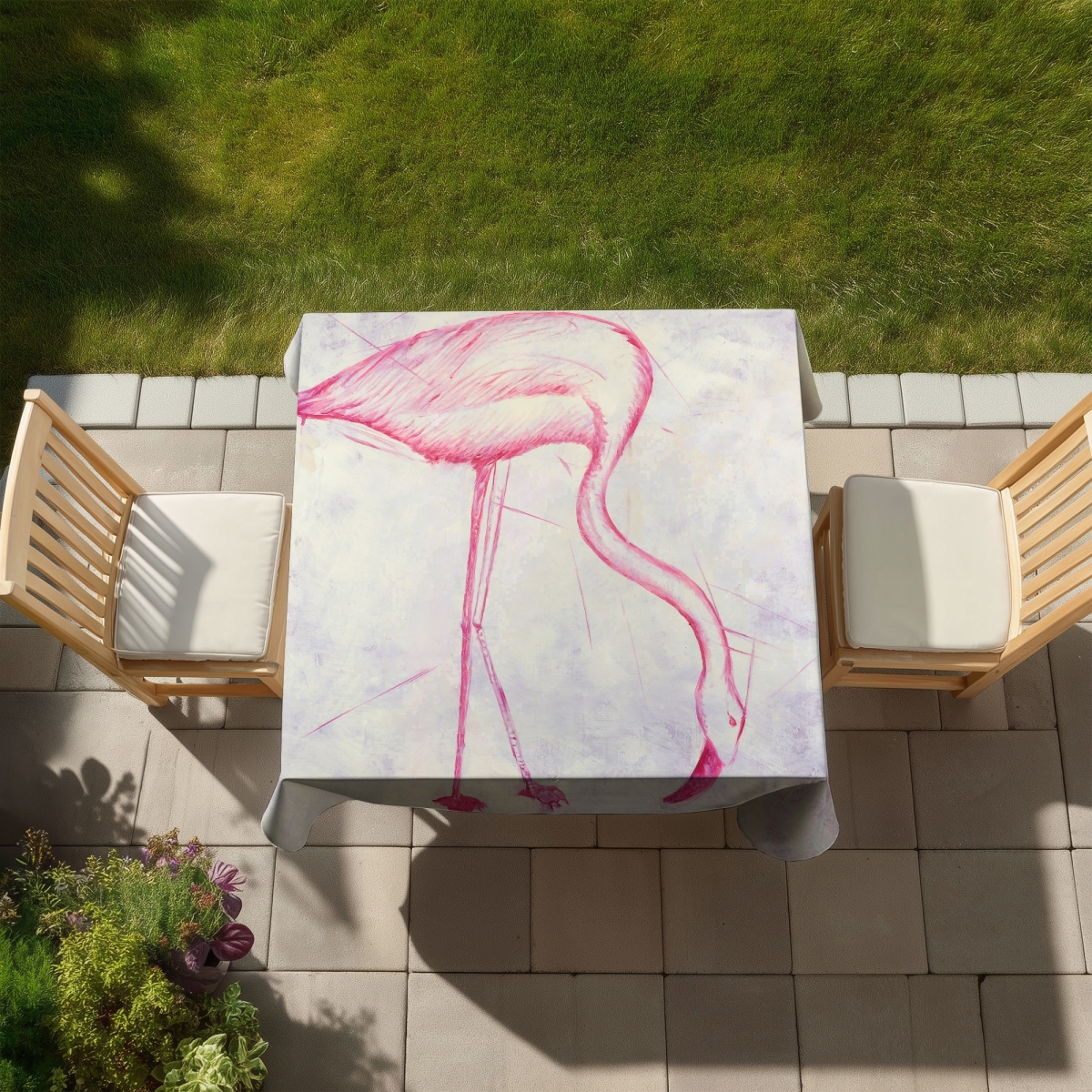 Picture of Begin Home Decor C1TC5858561ACW 58 x 58 in. Flamingo Sketch Gray Tablecloth - Indoor & Outdoor Home Decor