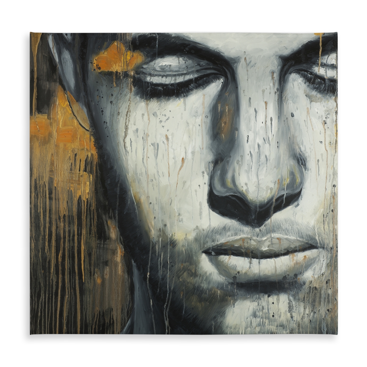 Picture of Begin Home Decor C1TC58580J058P 58 x 58 in. Gray Abstract Man Face Tablecloth - Indoor & Outdoor Decor